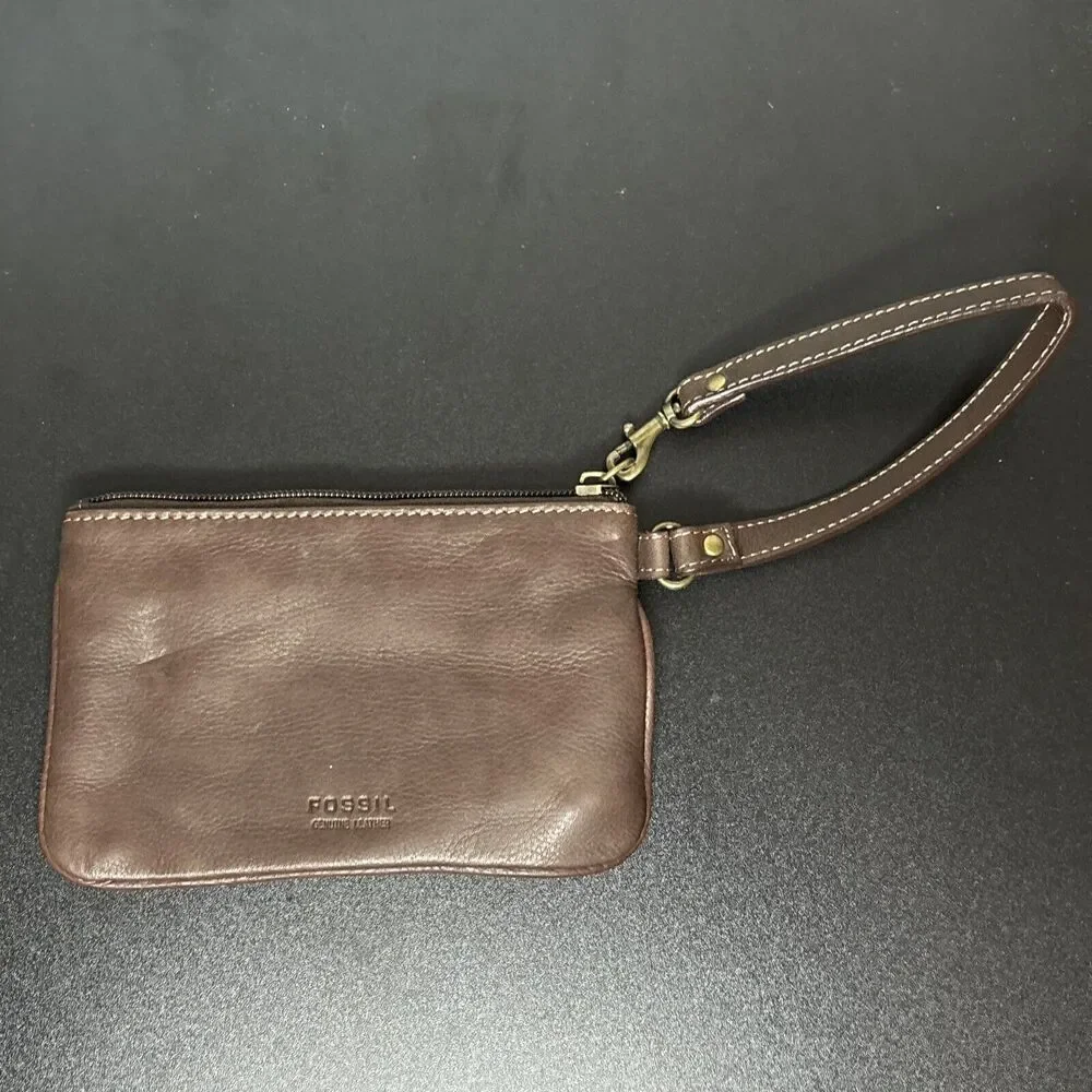 Fossil Small Wristlet Wallet With Embellishments Stripes Brown 6 x 4 Inches - Picture 2 of 11